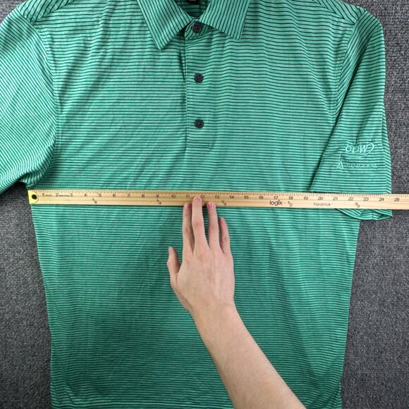Footjoy FJ Golf Polo Shirt Mens Striped Short Sleeve Green Blue Large Adult - Picture 5 of 11